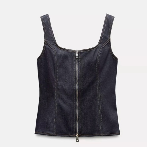 Zara Tops - NWT Zara Zippered Denim Top ZW Collection size XS